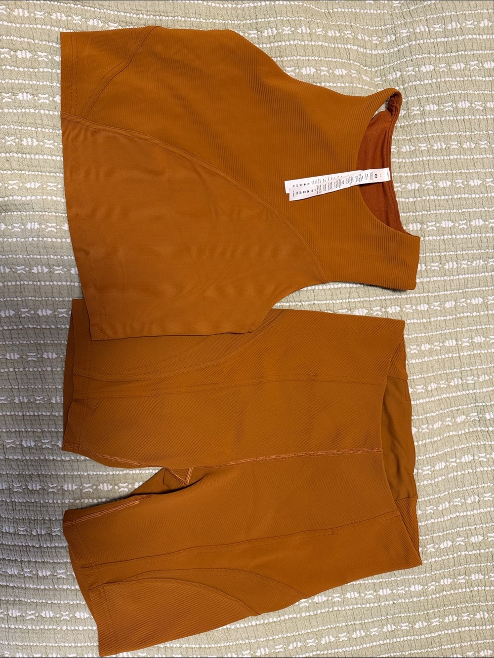 Lululemon Ribbed Asymmetrical Tank (10) & Ribbed High-Rise Shorts (8) set